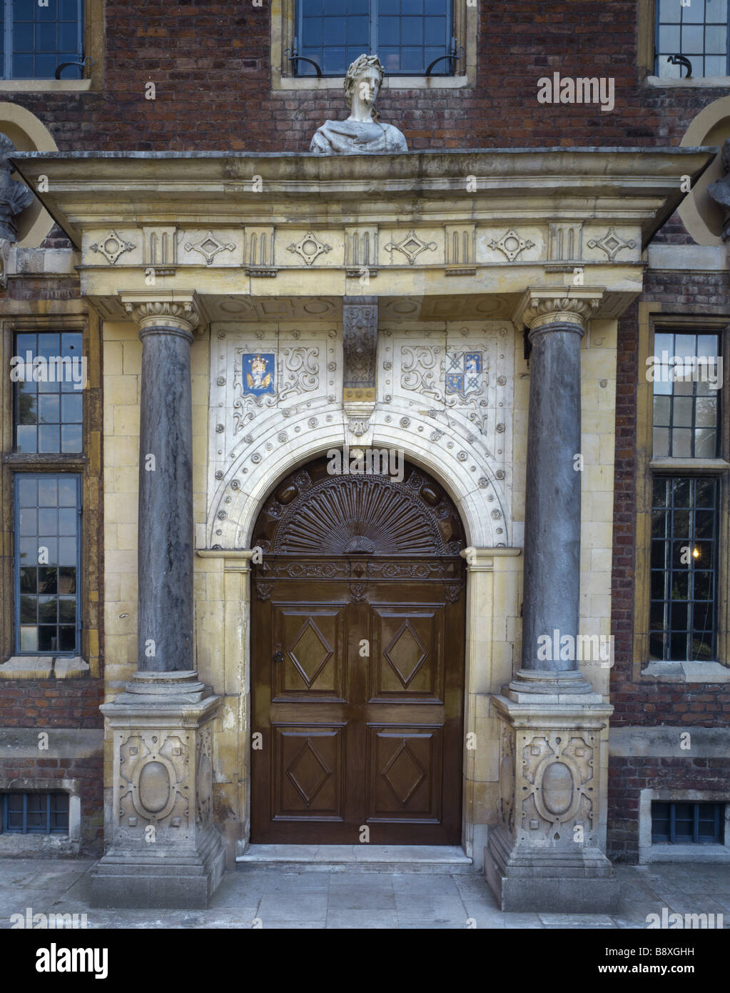 The elaborate front entrance at the North Front of Ham House Stock ...