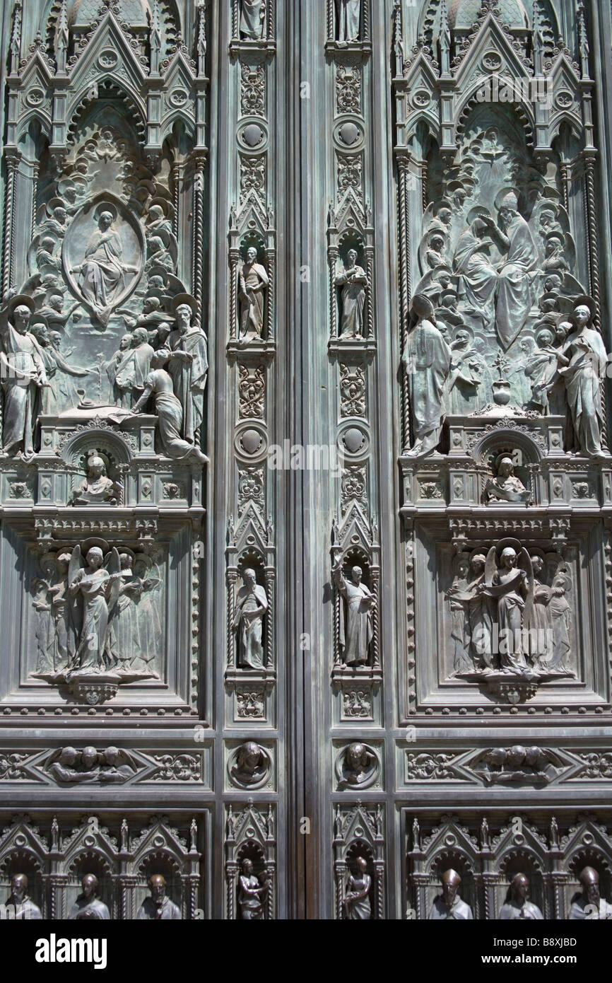 Cast bronze doors of the Duomo (cathedral), Florence, Tuscany, Italy