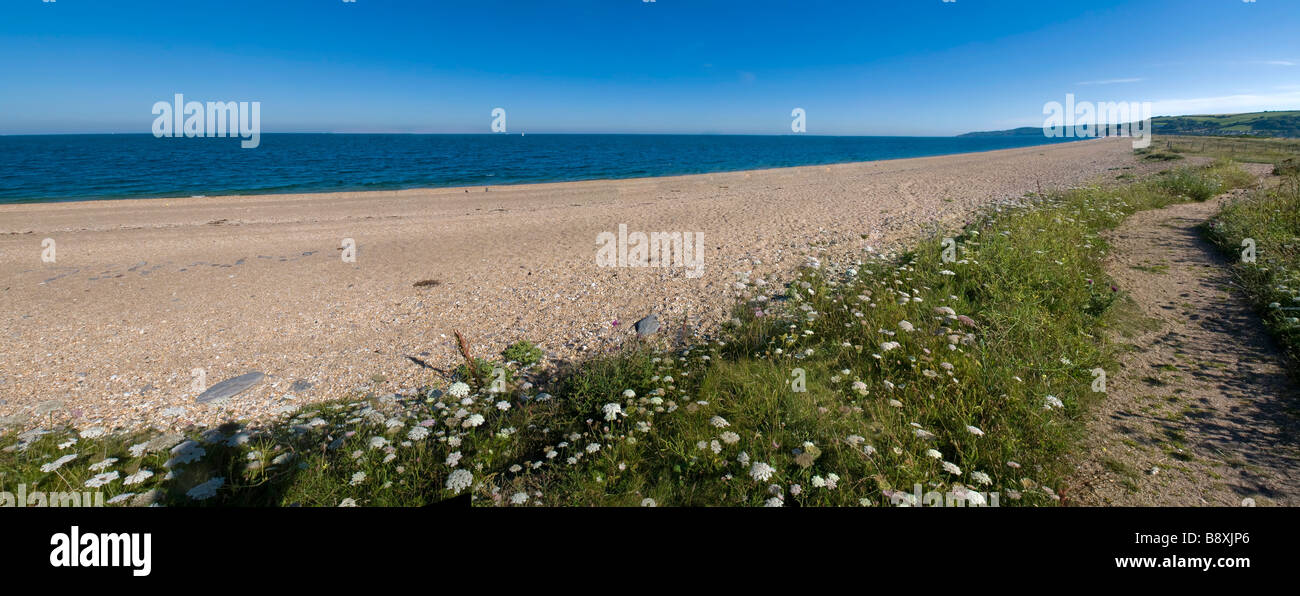 sand sandy pebbles beach beaches geography geology spit spit bar slapton sands slapton start bay tourism tourist vacation Stock Photo