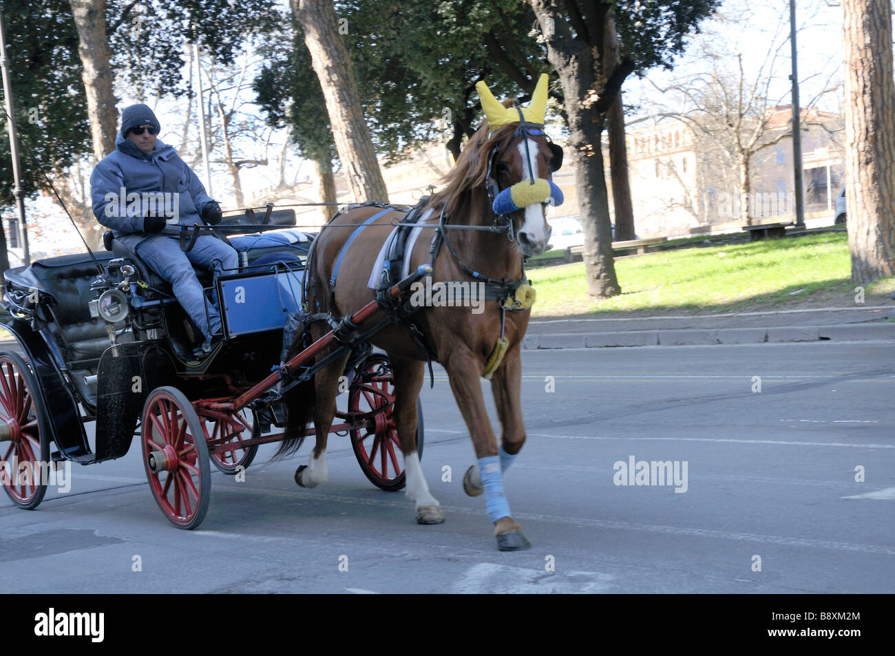 Carriage ride through the streets of Rome Italy Stock Photo