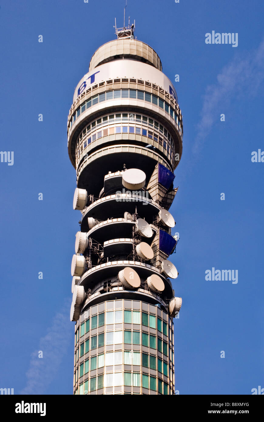 BT Tower telephone exchange and communications tower, Euston, London, UK Stock Photo