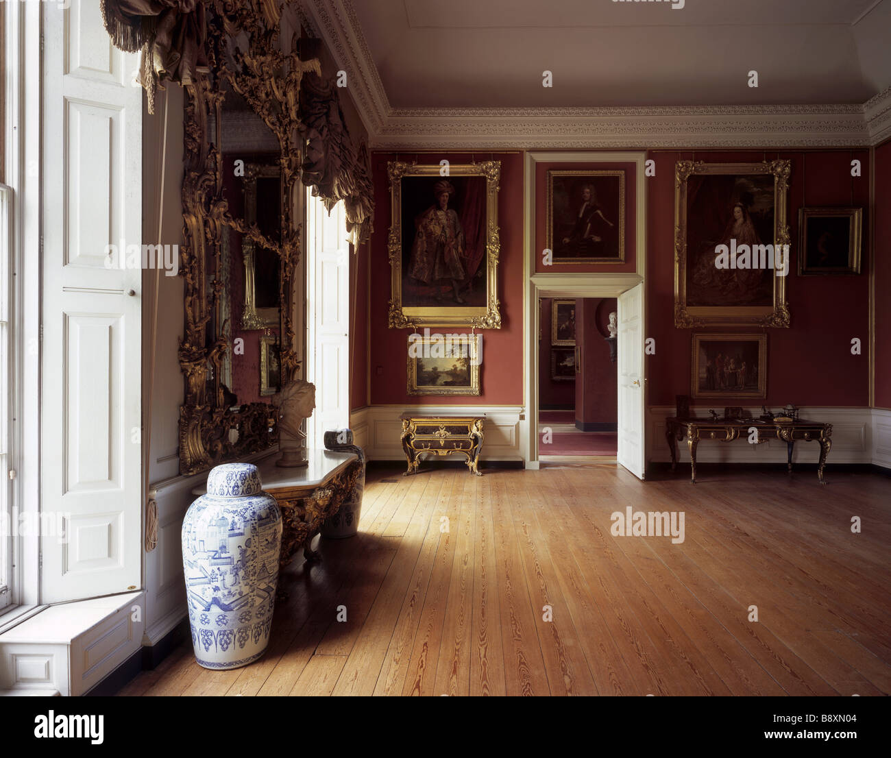 The Red Room at Petworth House showing the North Wall to recreate
