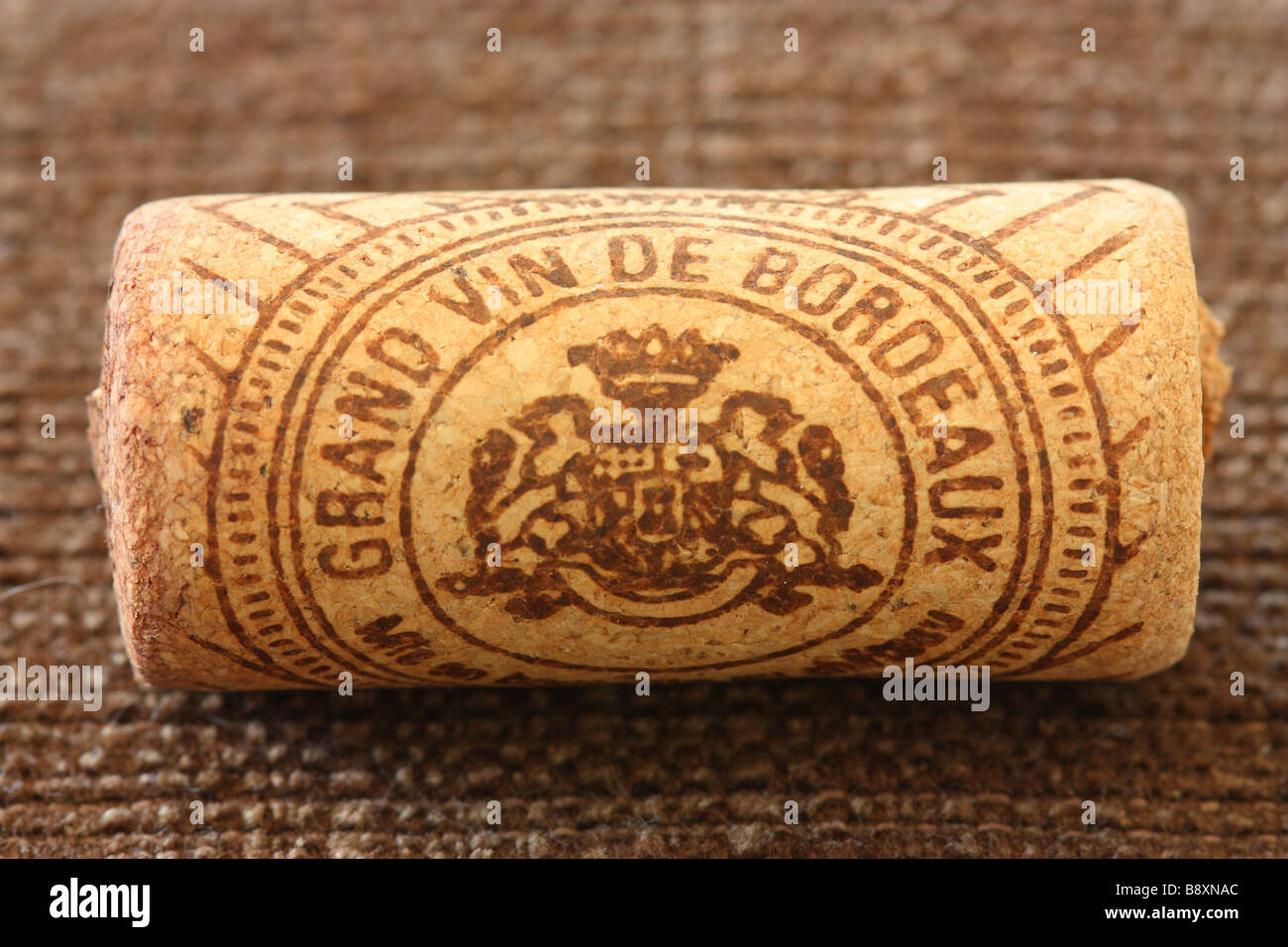 Grand vin de Bordeaux crest on tha wine cork stopper Stock Photo