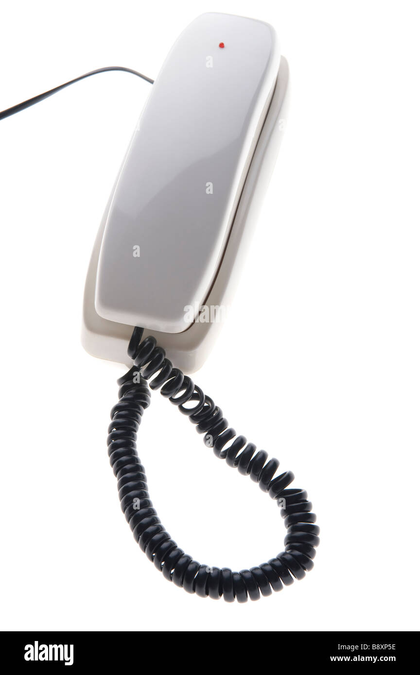 object on white telephone close up Stock Photo