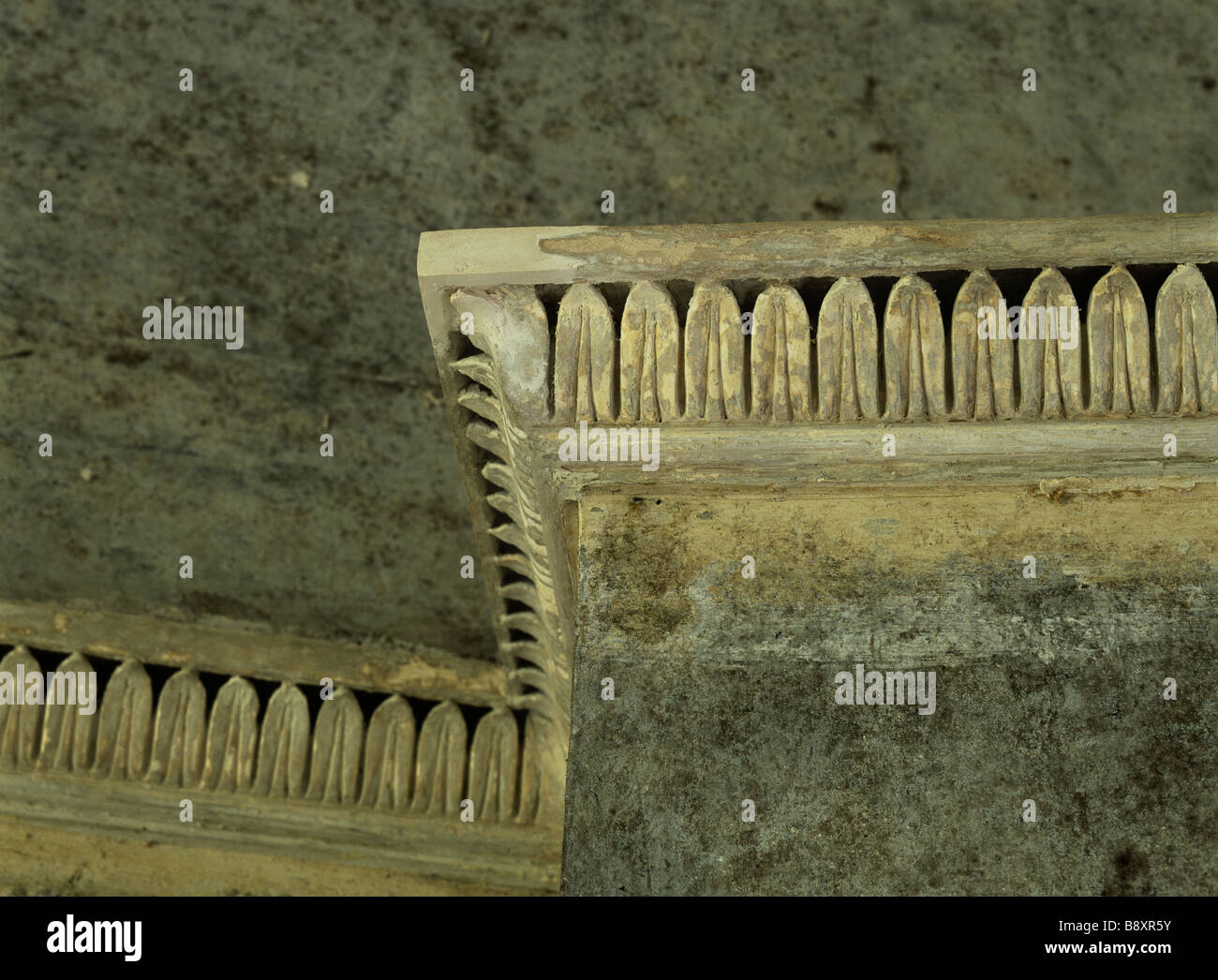 Close Up Of Part Of Plaster Cornice Repair During Restoration At