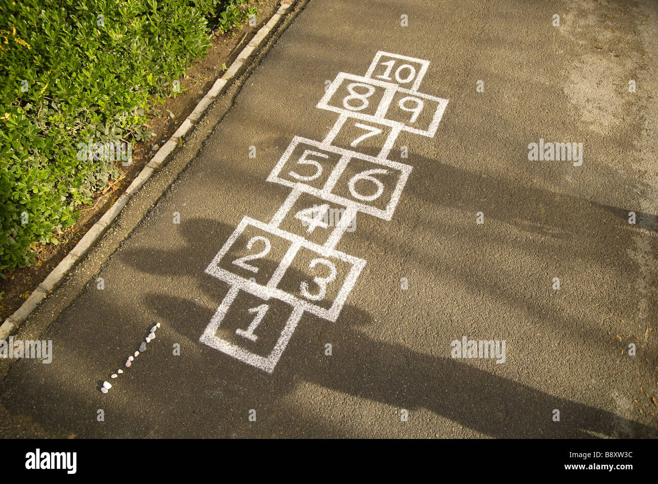 Hopscotch games outdoors. Stock Photo