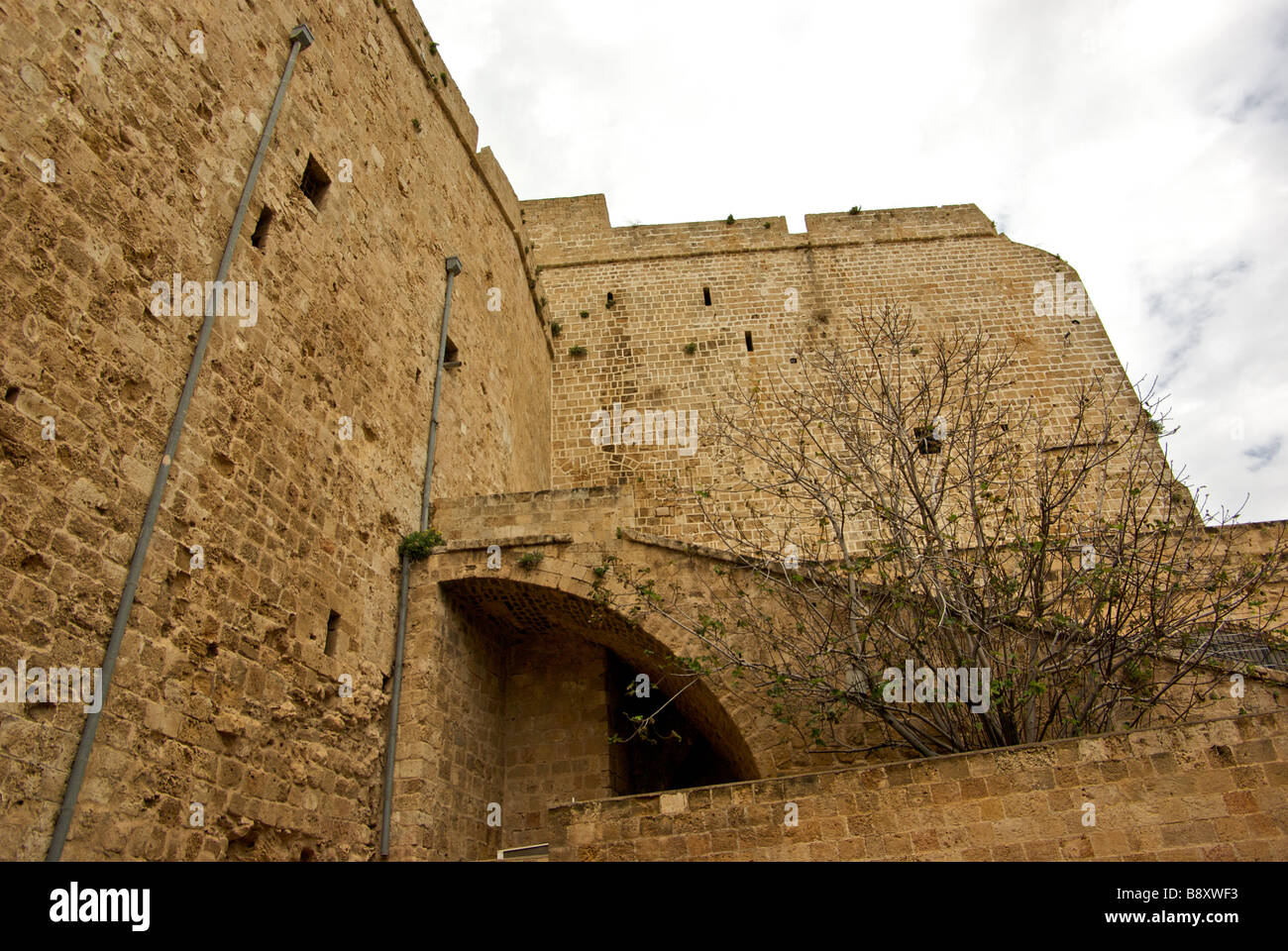 Former British prison in fortress that dates back to Ottoman times built over underground Templar Knights Crusader fortress Stock Photo