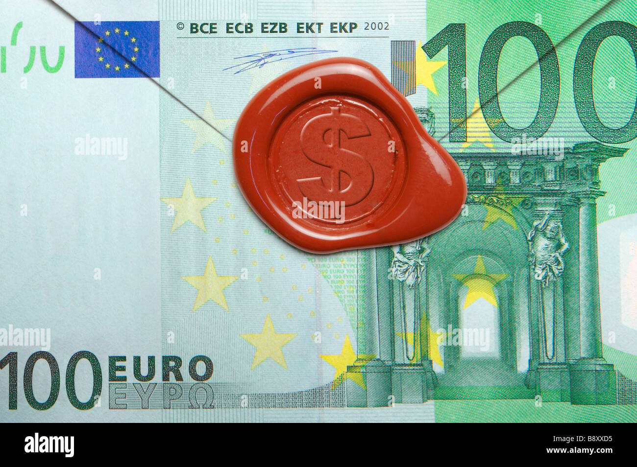 One Hundred Euro banknote and dollar sign Stock Photo - Alamy