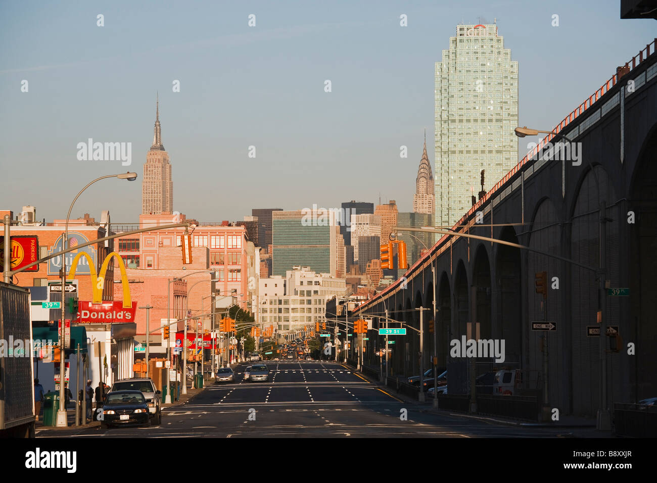 Looking west on Queens Boulevard to Midtown Manhattan Sunnyside Queens ...