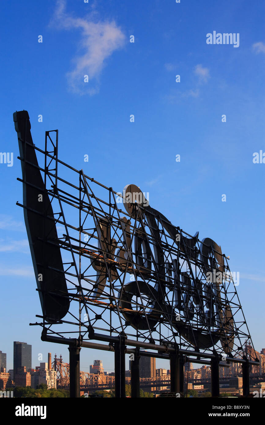 Pepsi Cola sign Gantry Plaza State Park Hunters Point Long Island City Queens New York Stock Photo