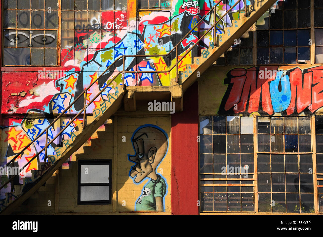 Graffiti Five Points neighborhood Queens New York Stock Photo Alamy