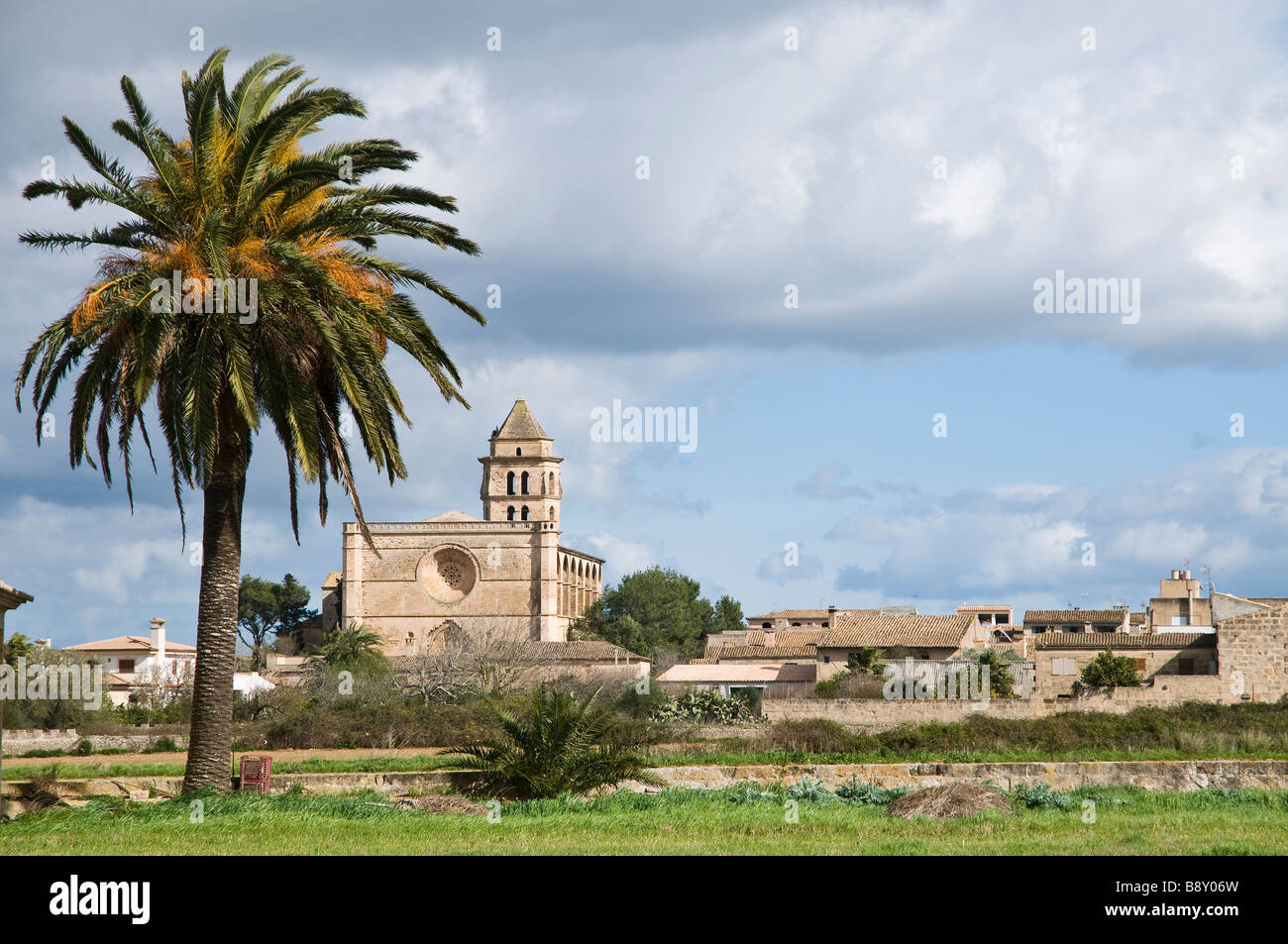 Europe Spain Balearic Islands Majorca Petra church San Pere Mallorca Stock Photo