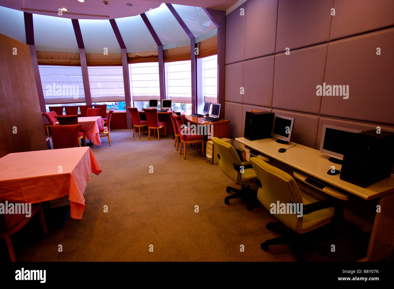 Close up of computer facility room in a hotel Stock Photo Alamy