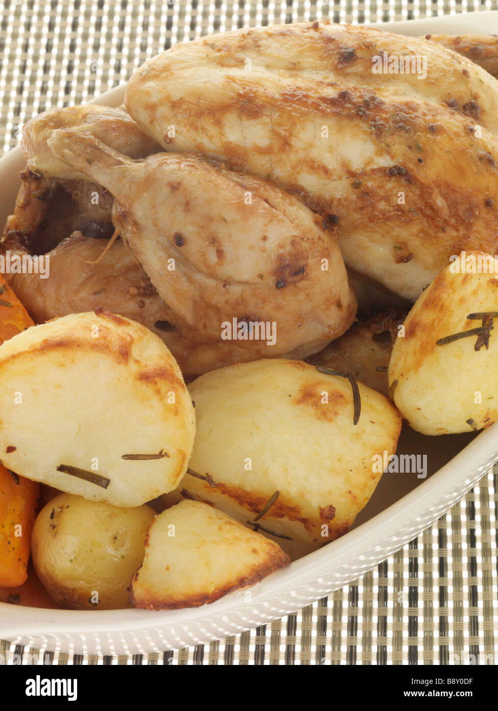 Fresh Authentic Rustic Roast Chicken With Vegetables Meal Isolated ...