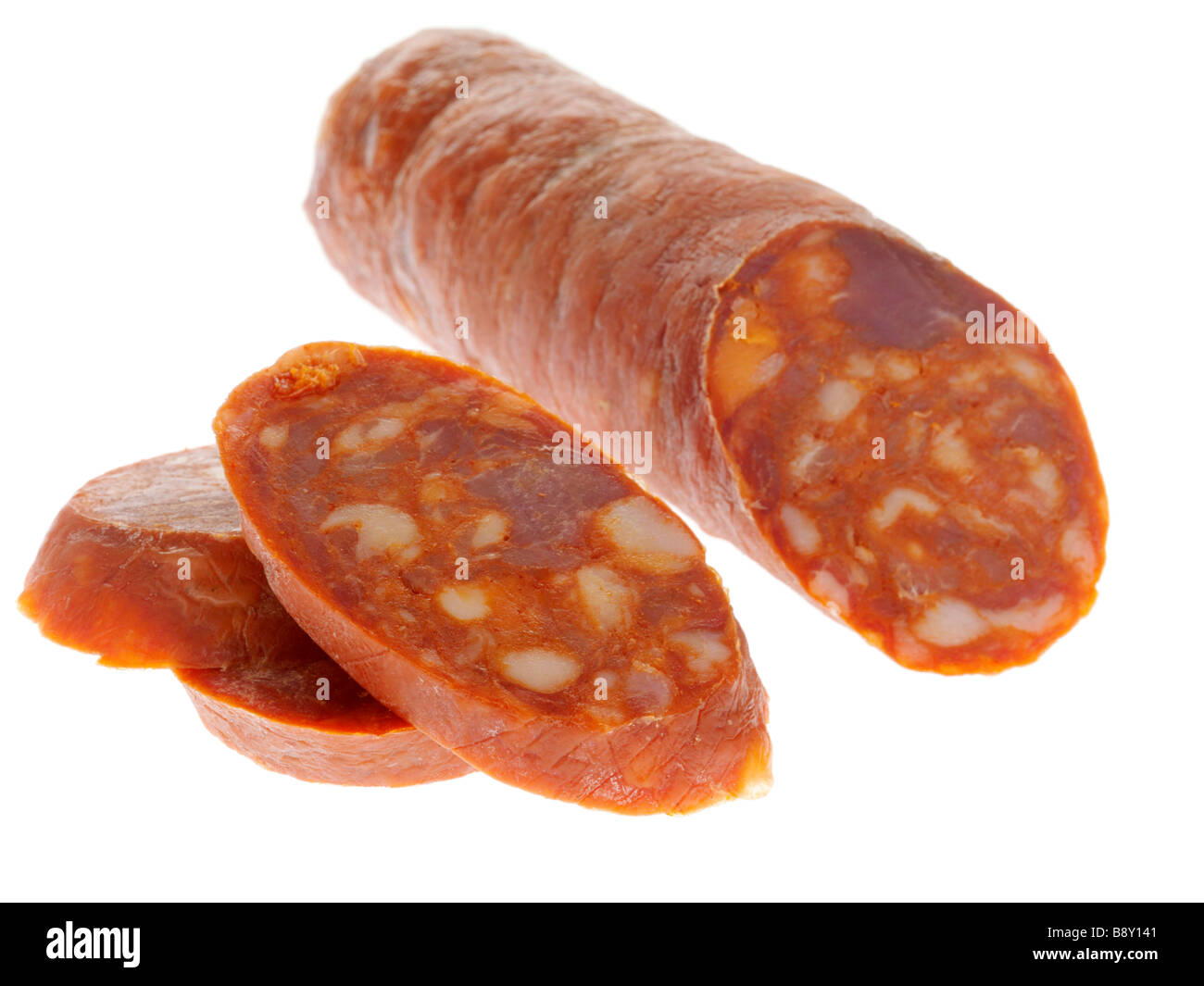 Fresh Spicy Uncooked Chorizo Sausage Isolated Against A White