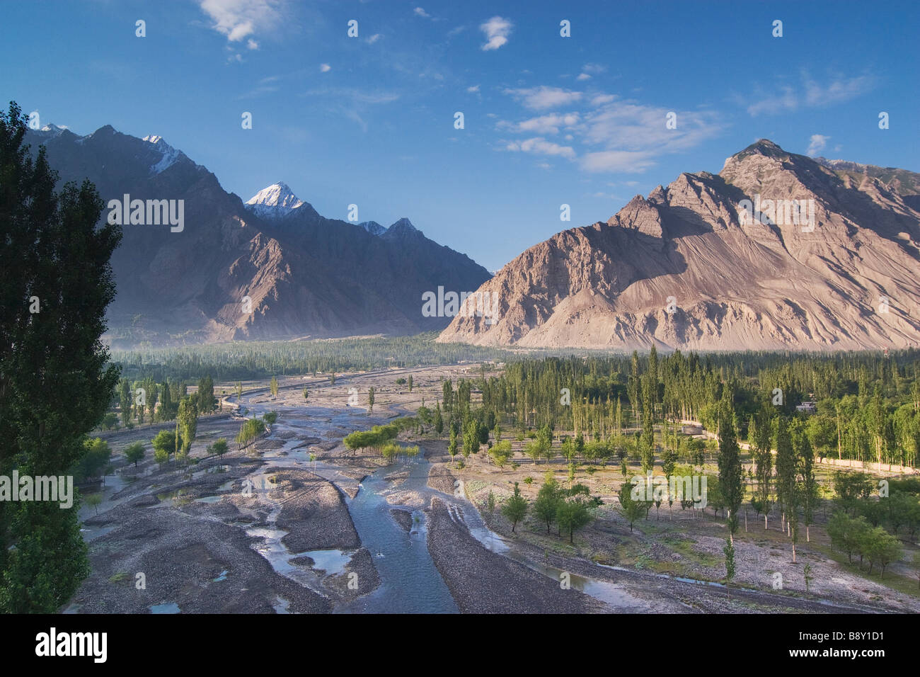 River passing through a valley, Skardu, Karakoram Range, Pakistan Stock Photo