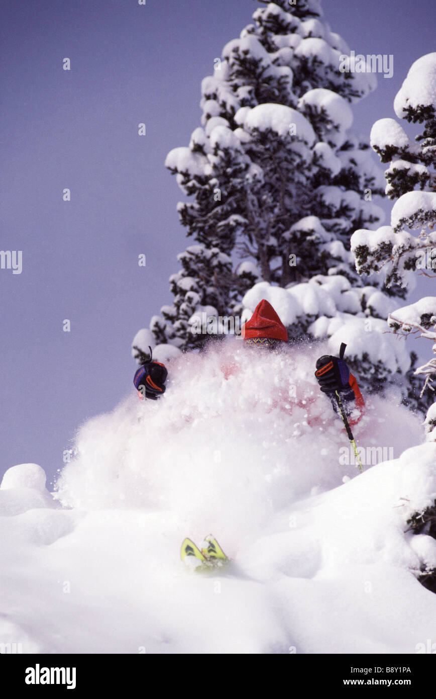 Man skiing, Snowbird Ski Resort, Salt Lake City, Utah, USA Stock Photo