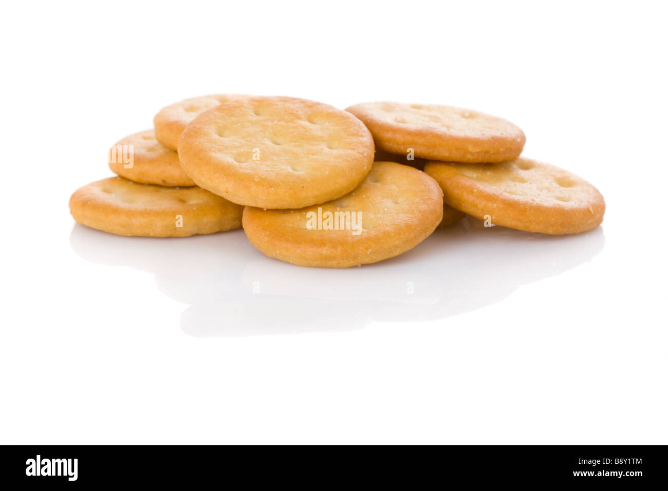 Small appetizer crackers isolated on white background Stock Photo