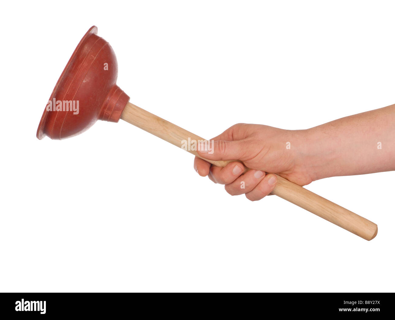 Hand with Plunger Stock Photo