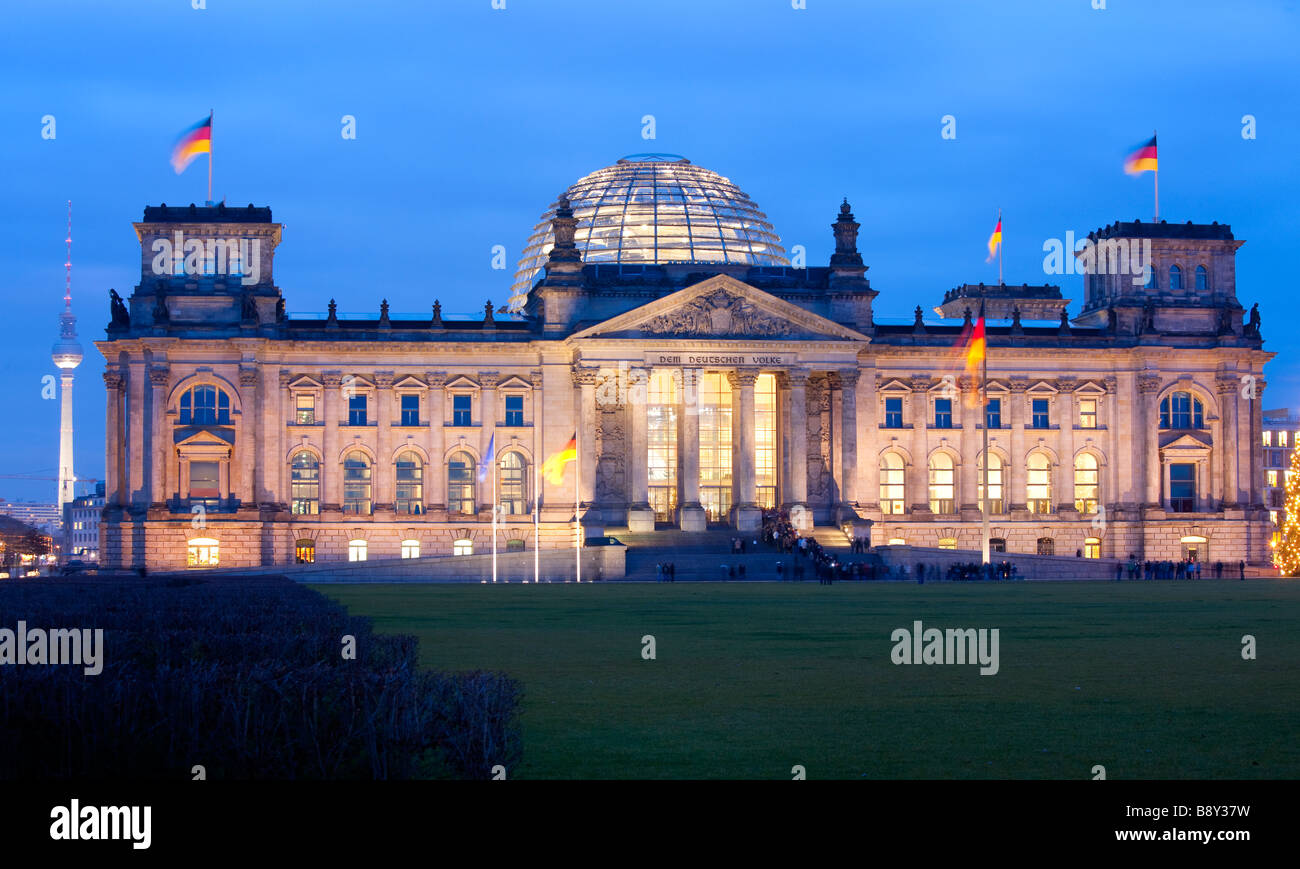 Glass Dome by Architect Norman Foster over the Reichstag Parliament Building Berlin Germany Stock Photo