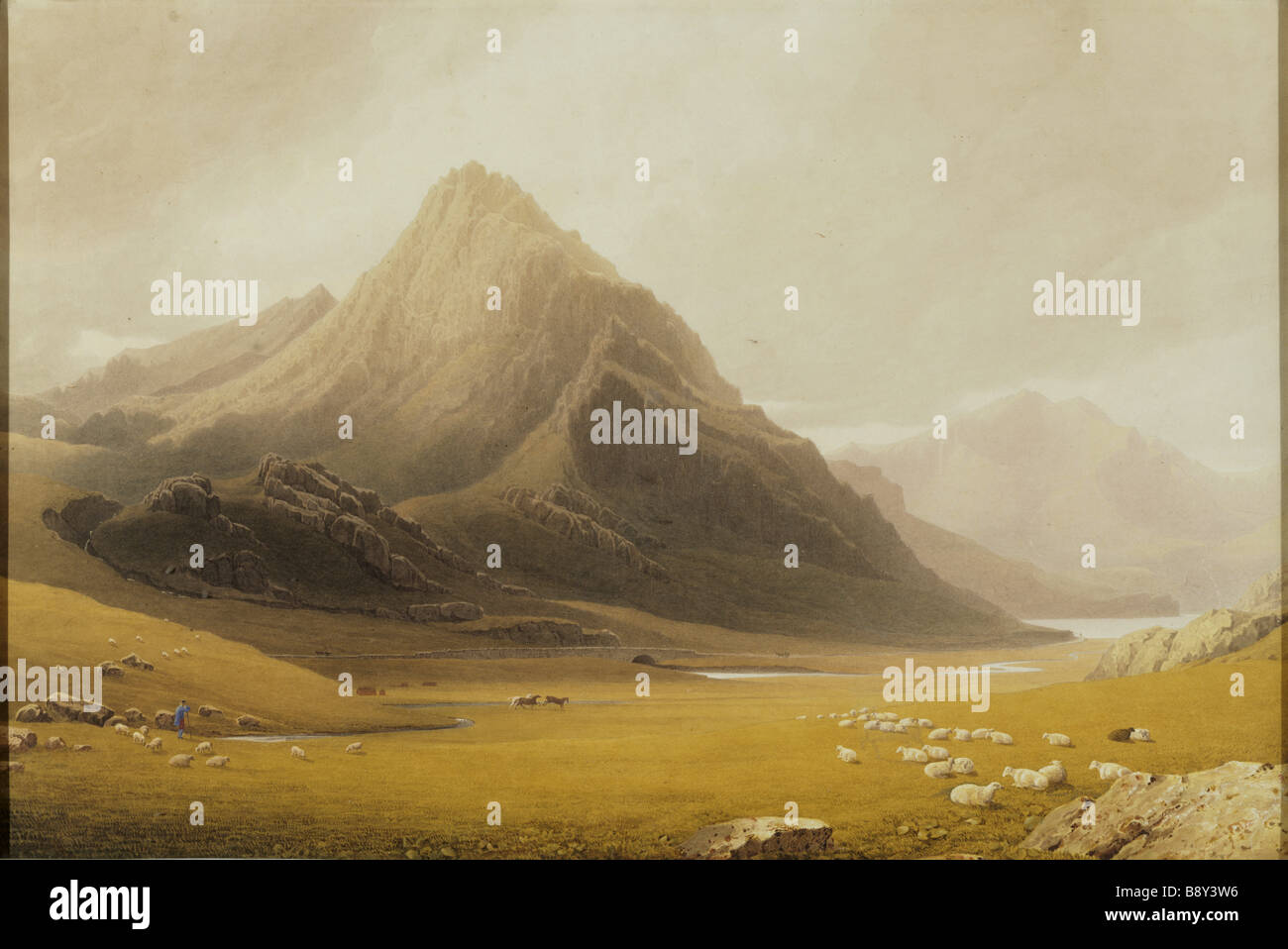 LLYN OGWEN FROM THE SOUTH Watercolour by Fennel Robson 1790 1833