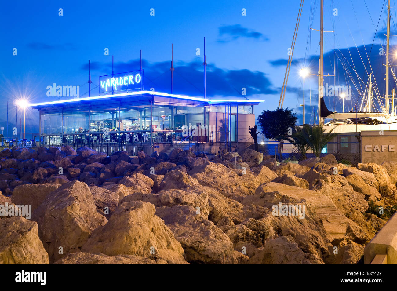 Europe Spain Balearic Islands Majorca Palma Cafe bar restaurant Varadero Mallorca Stock Photo
