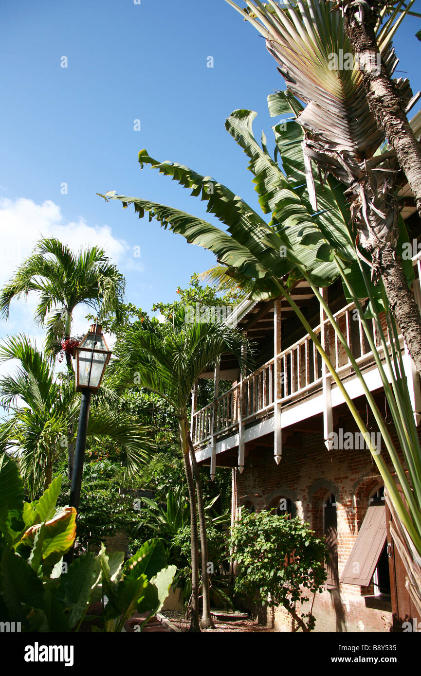The Old Gin house (Hotel) overgrown by plants and trees on the