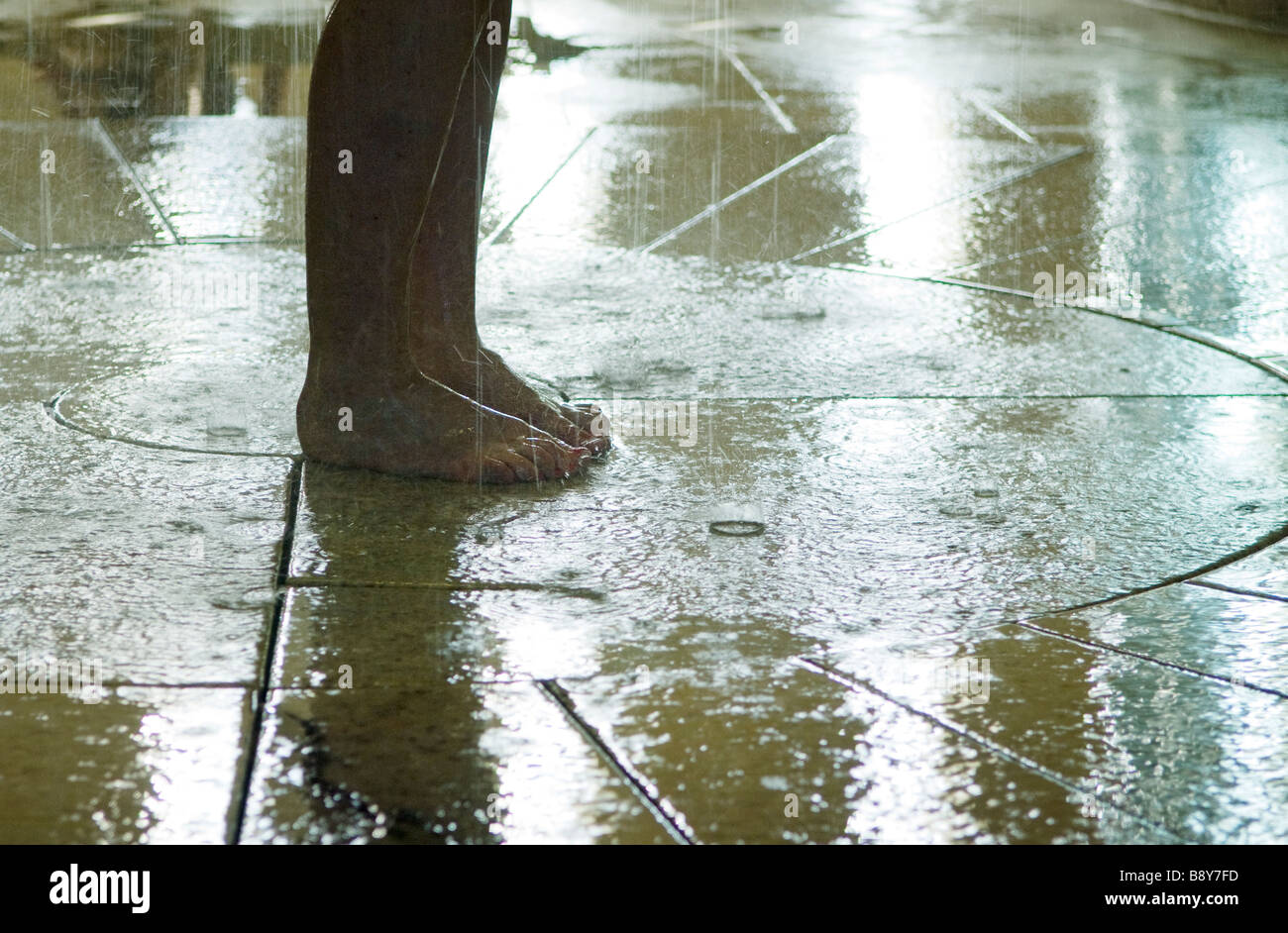 Feet on shower floor Stock Photo