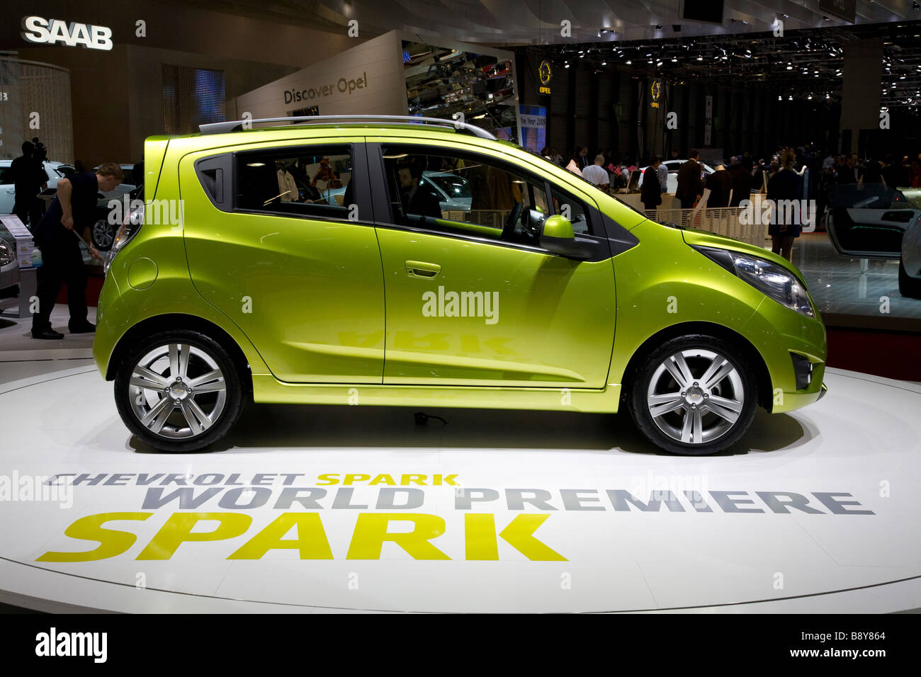 Chevrolet Spark shown at a European motor show. Stock Photo