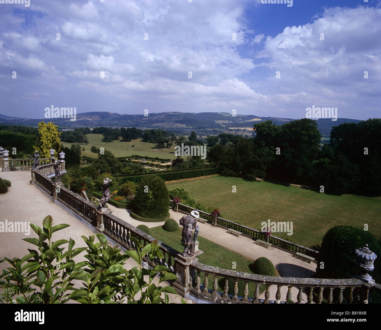 View from the Top Terrace towards Long Mountain, at Powis Castle