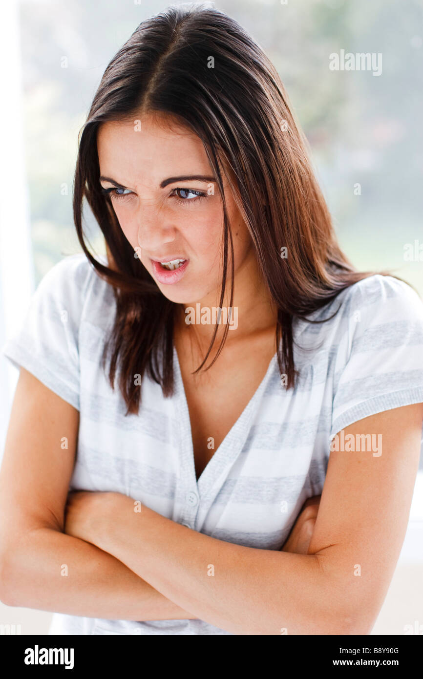 Grumpy woman Stock Photo