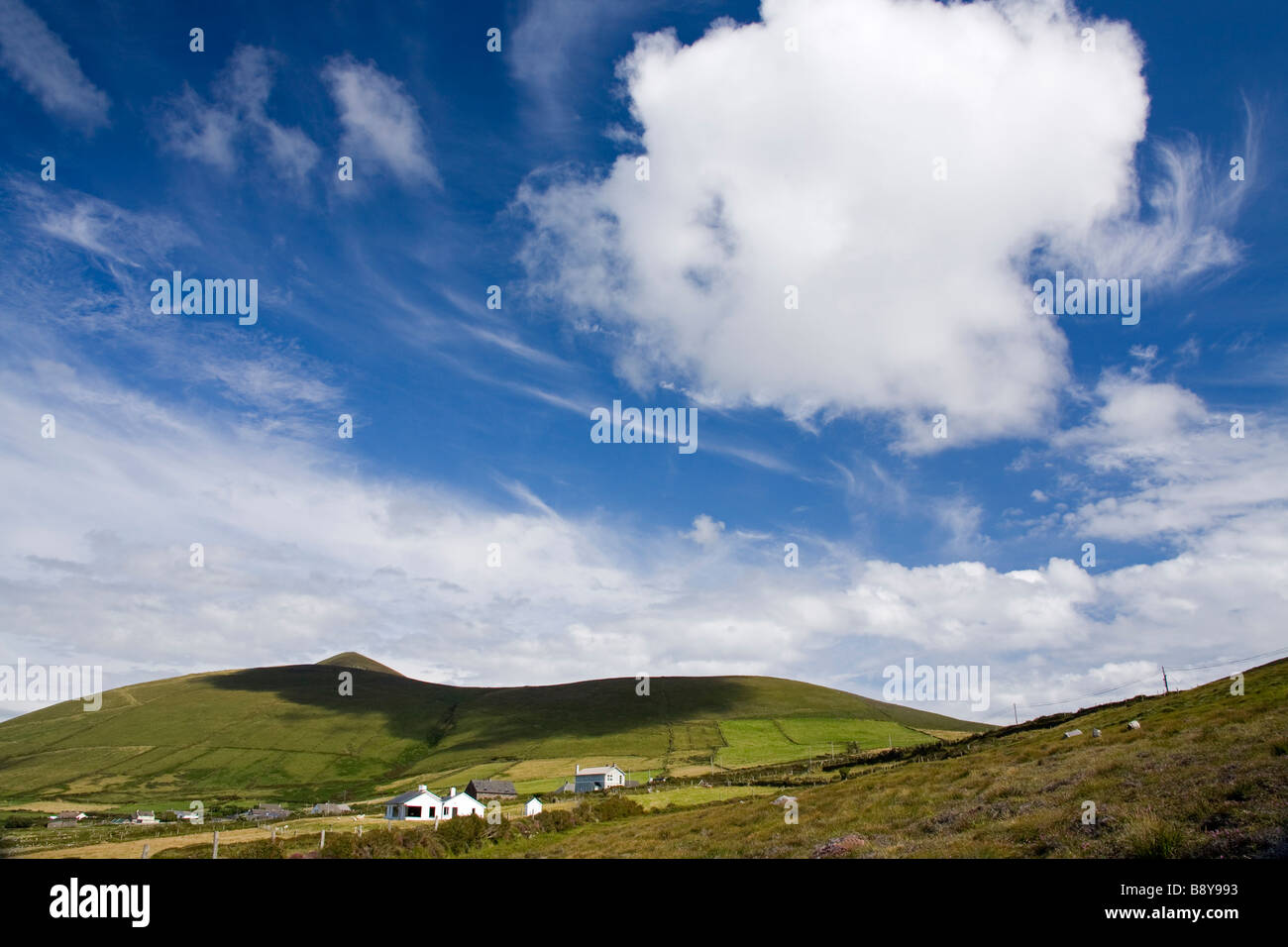 Clouds over a landscape, Clogher Head, Dingle Peninsula, County Kerry, Munster Province, Republic of Ireland Stock Photo