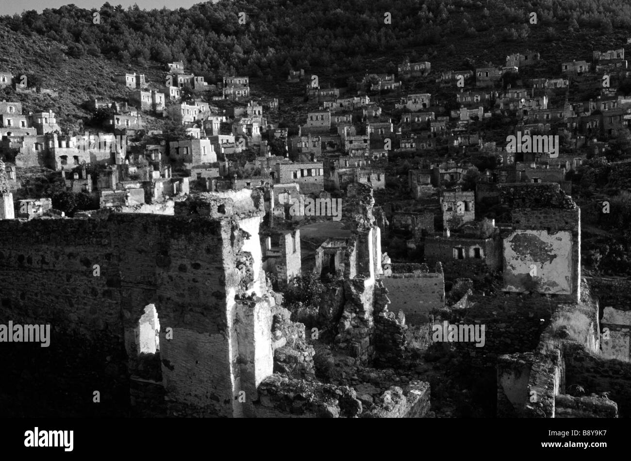 kayaköy or kayakoyu is a ghost town Village in turkey. the Greek name is Levissi,a village 8 km south of Fethiye,near olu deniz. Stock Photo