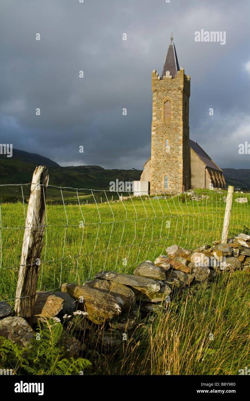 Church in a field, Glencolmcille, County Donegal, Ulster Province, Ireland Stock Photo