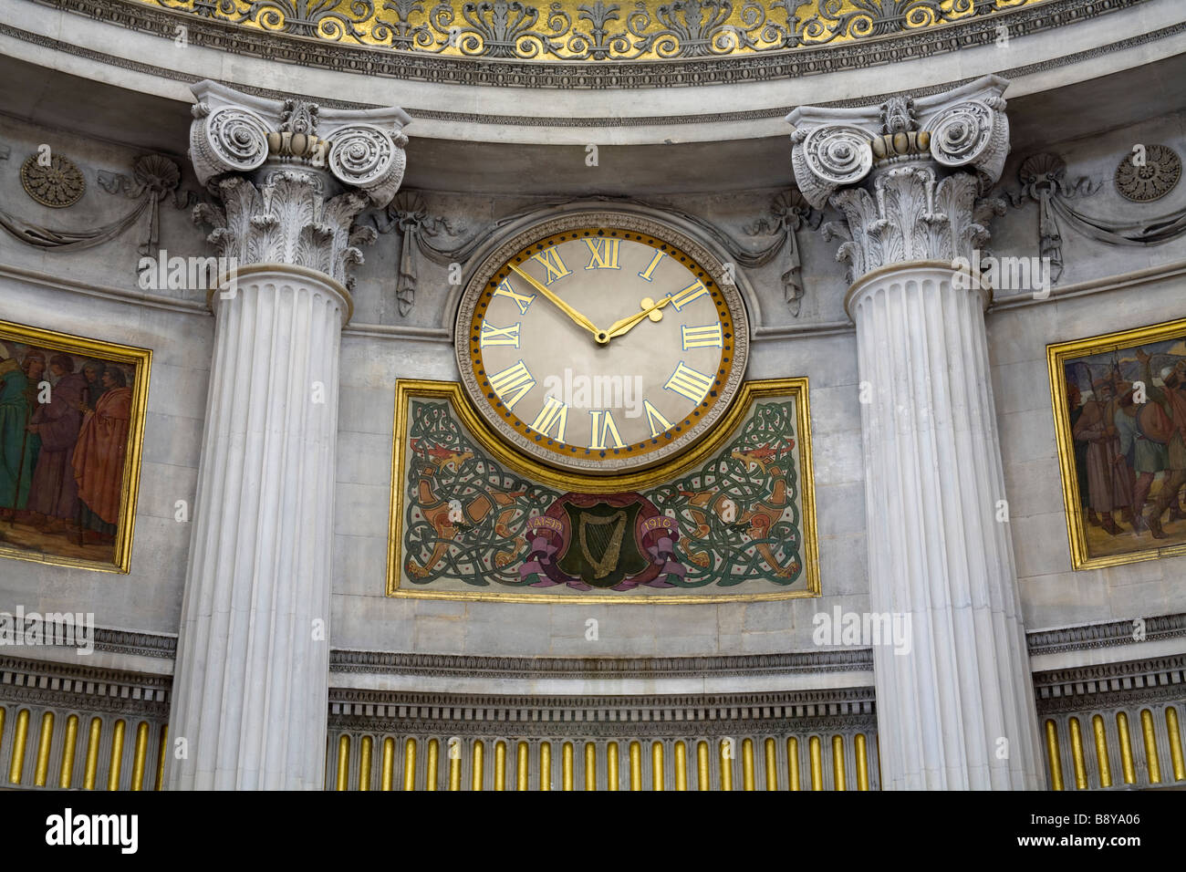 Low angle view of a clock in a city hall, Dublin, County Dublin