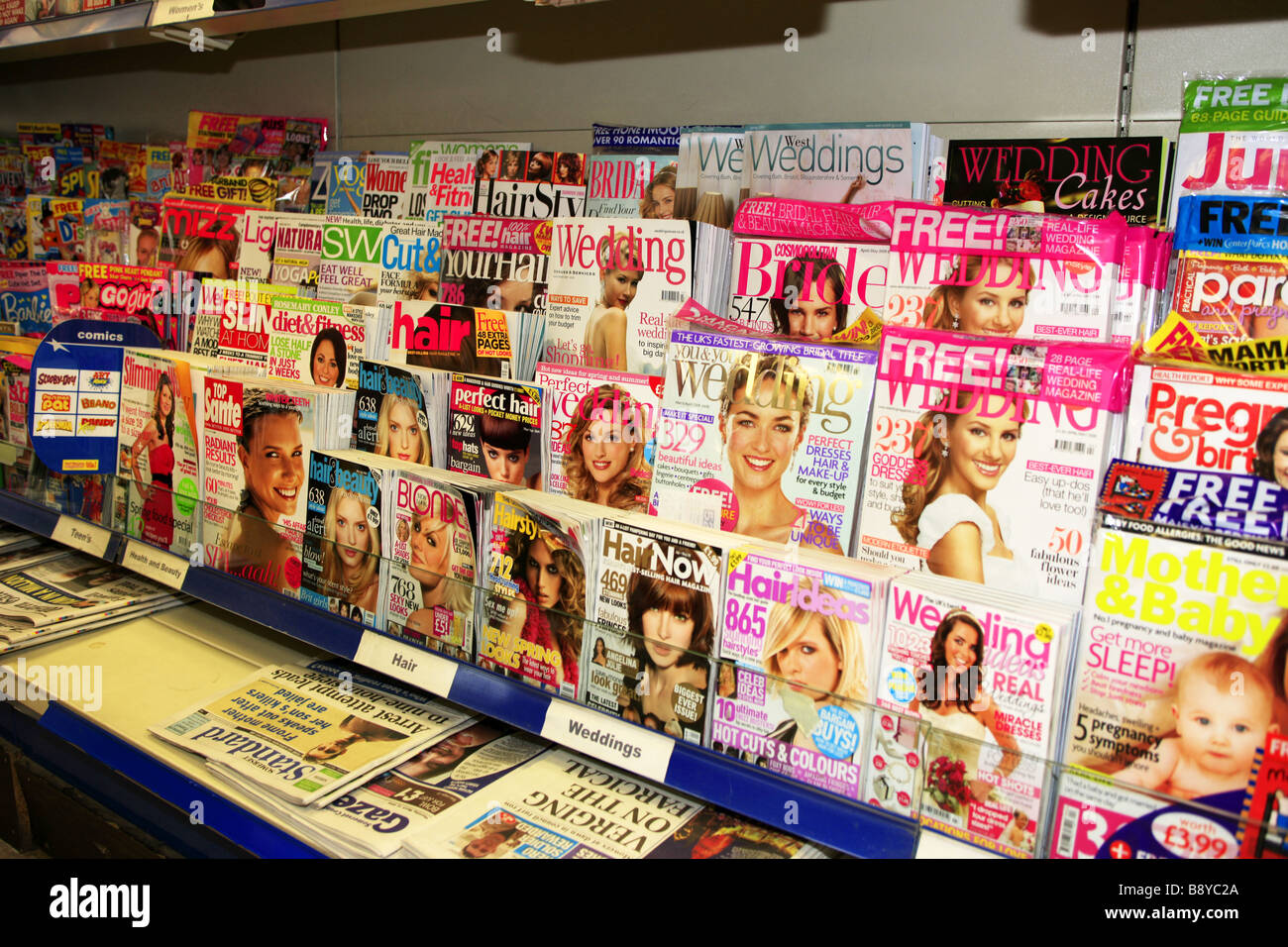 Selling Magazines Monthly and weekly Magazines for sale on view at a store Stock Photo ...