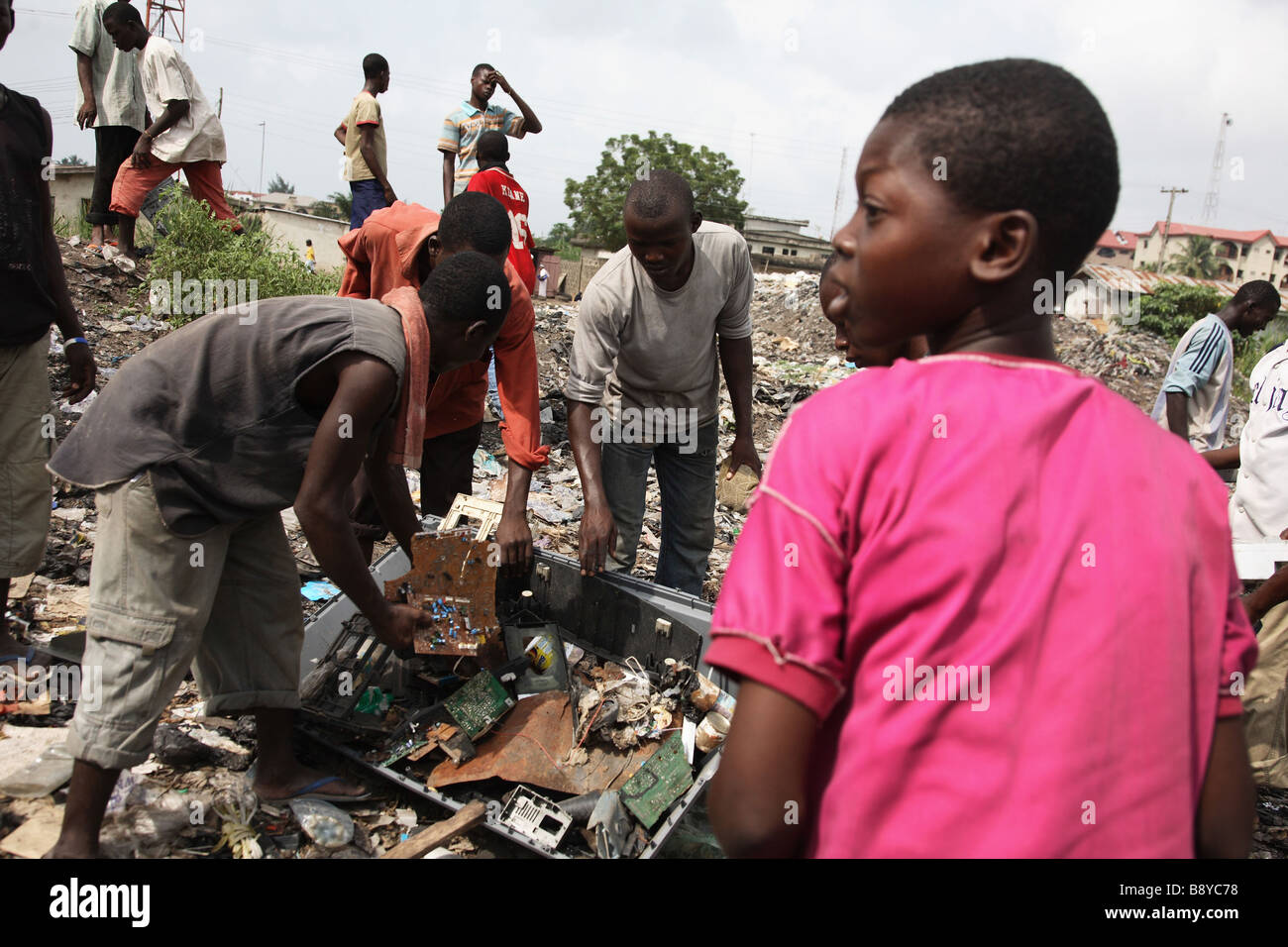 Electronic waste in Nigeria. Tons of e-waste from Western countries end up in West Africa, including Nigeria. Stock Photo