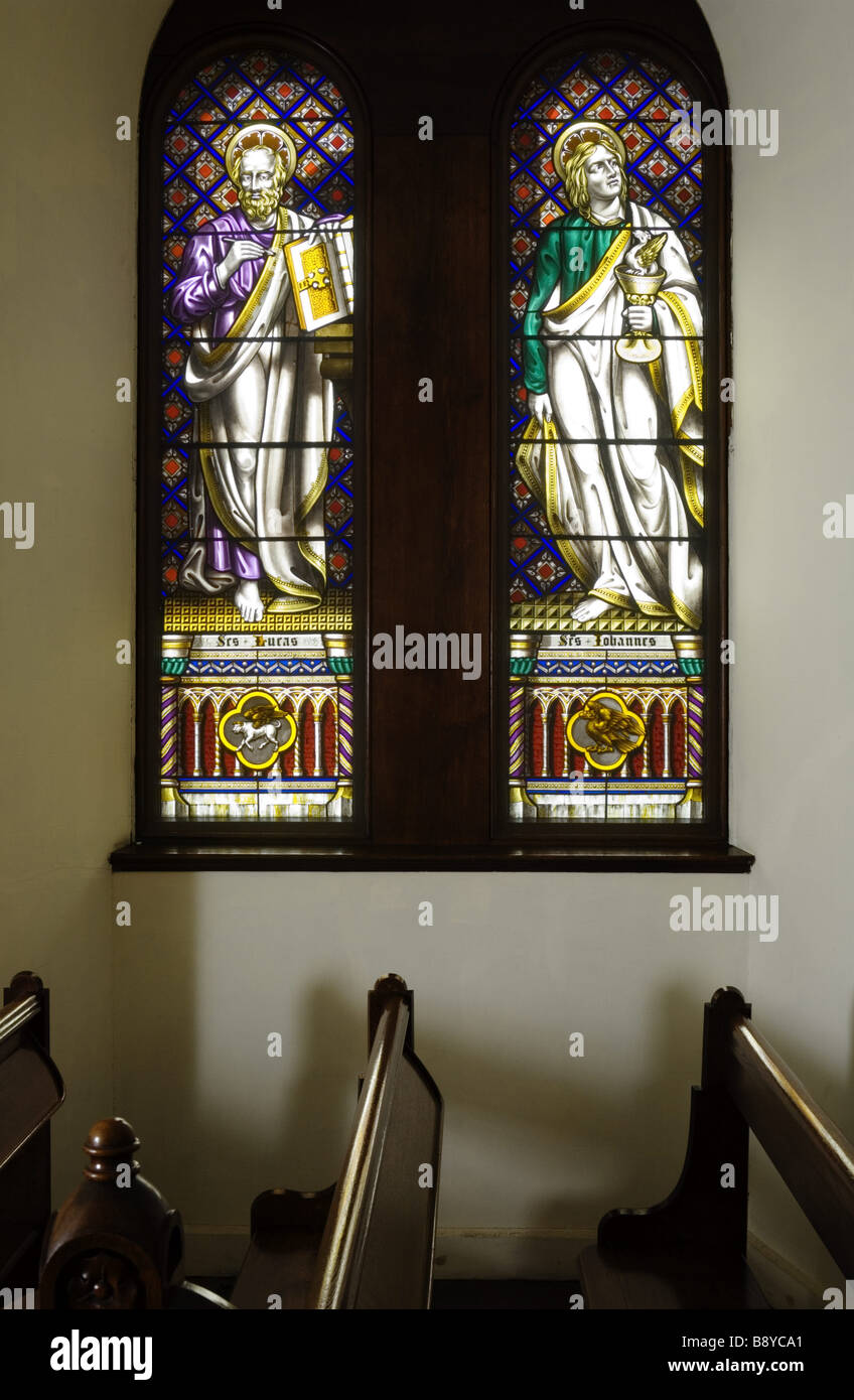 The Chapel at Penrhyn Castle Gwynedd with stained glass windows
