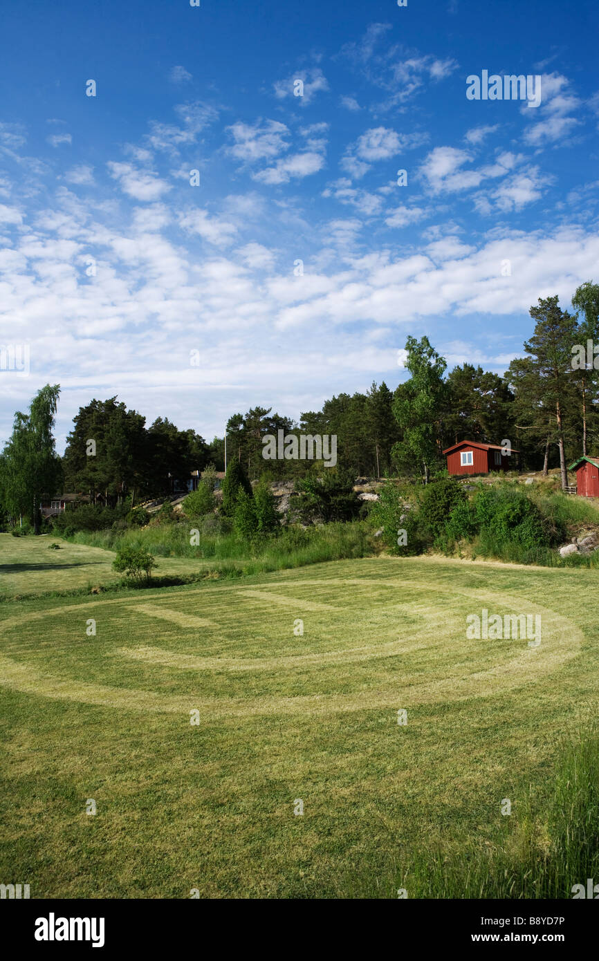 A smiley face on a lawn Sweden. Stock Photo