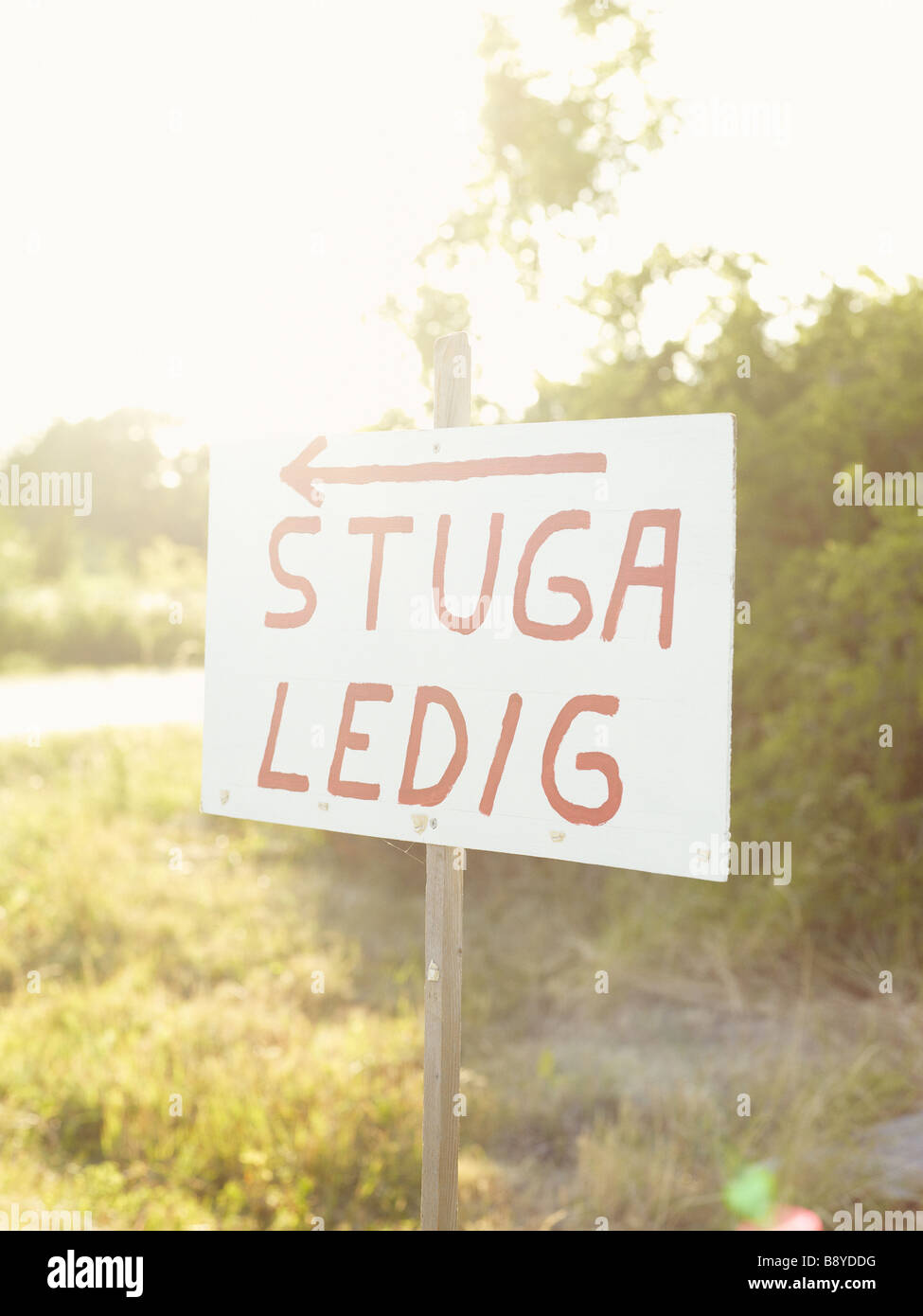 Sign against the light Oland Sweden. Stock Photo