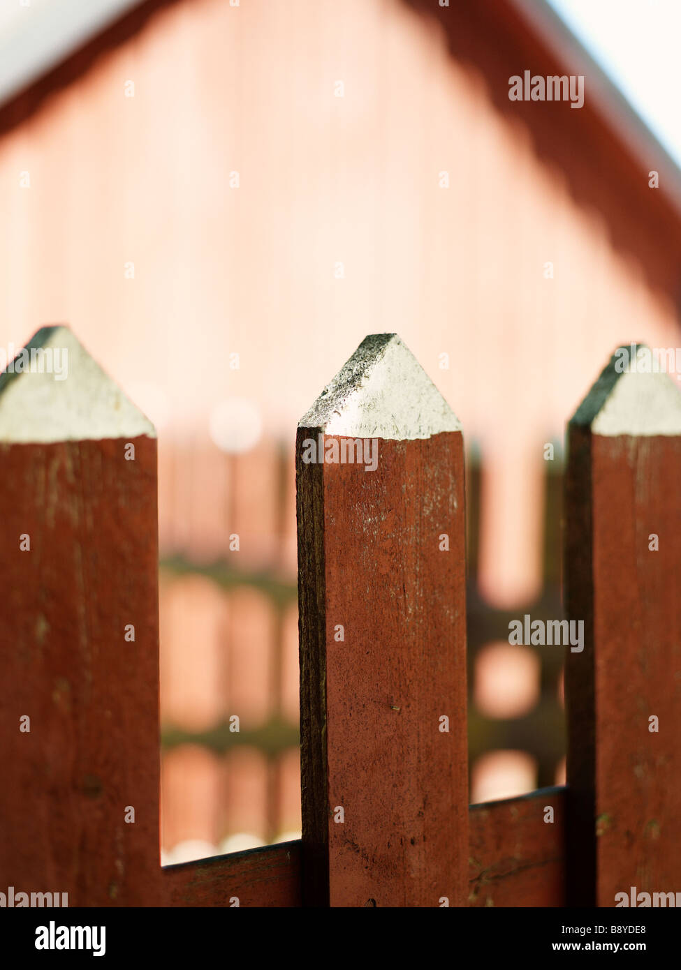 A picket fence close-up Sweden. Stock Photo