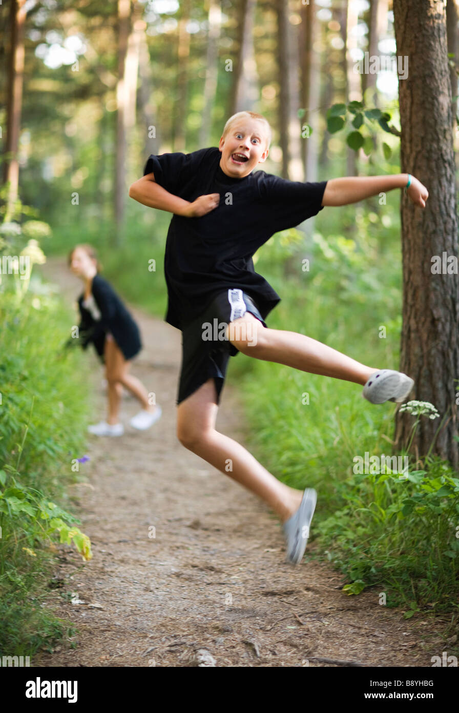 Brother and sister in the forest Sweden Stock Photo - Alamy