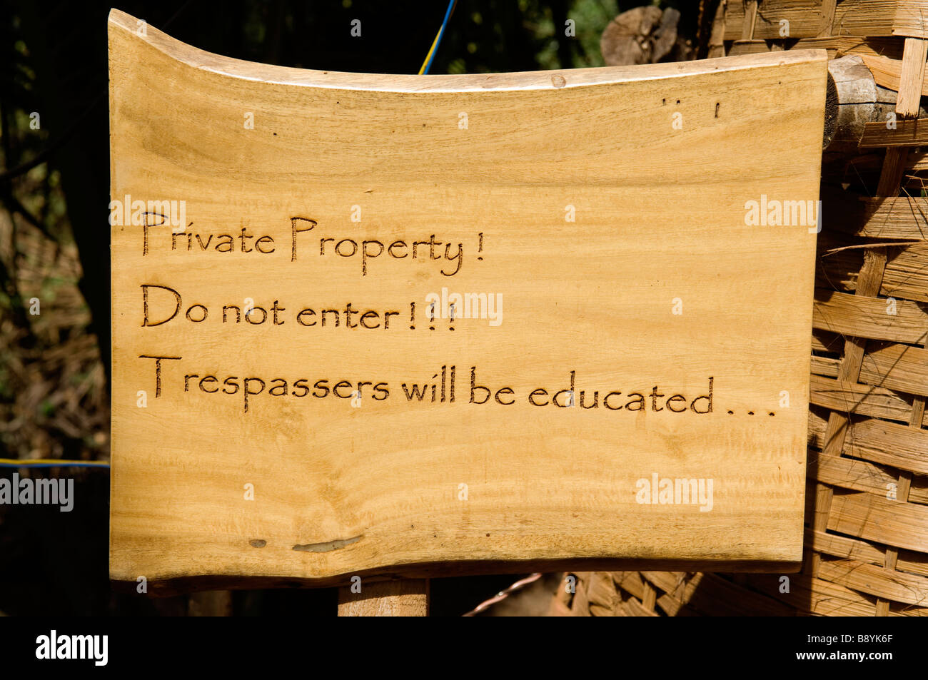 A Private property sign Goa India. Stock Photo