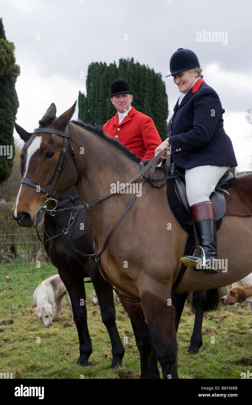 Master and Huntsman of the Essex and Suffolk Hunt Suffolk England Stock Photo
