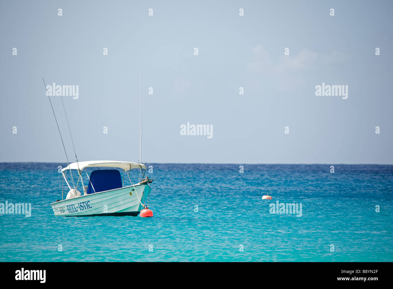 Boats at Brownes Beach, West Coast of Barbados, 'West Indies' Stock Photo