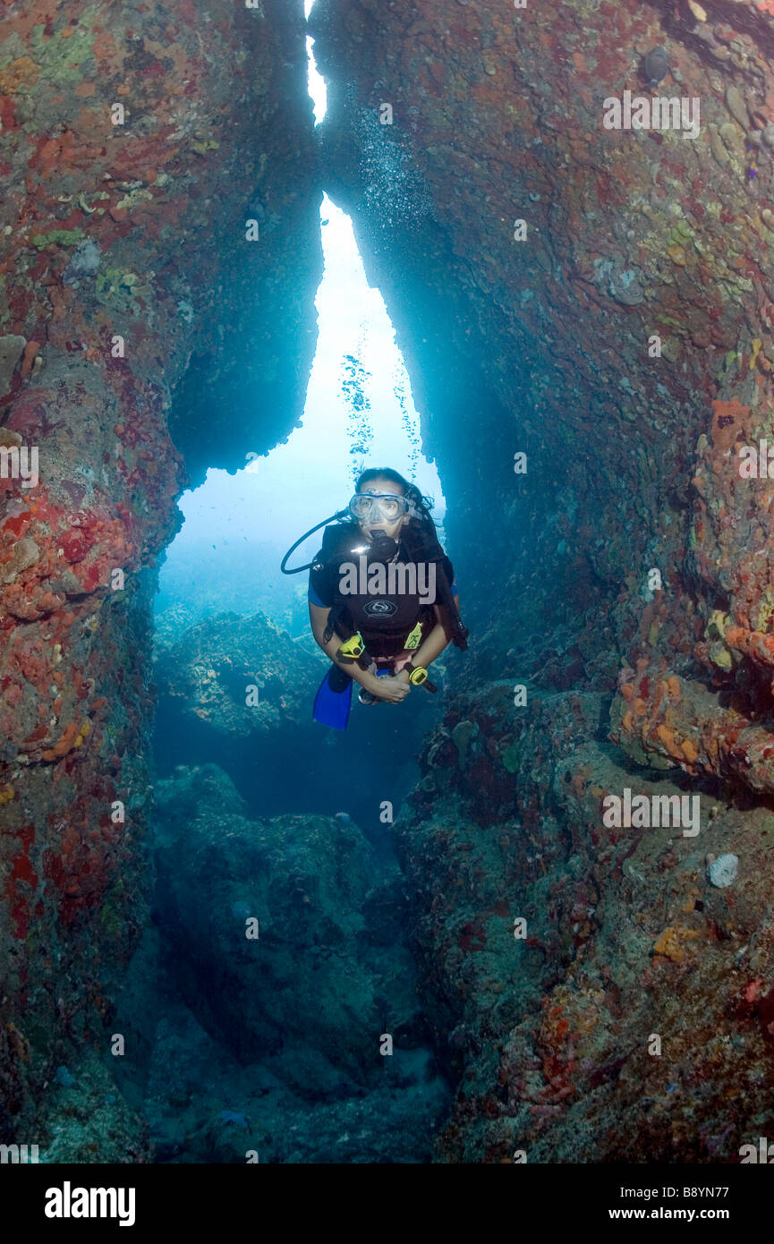 Cave diving in the waters of the Caribbean isle Tortola in the British