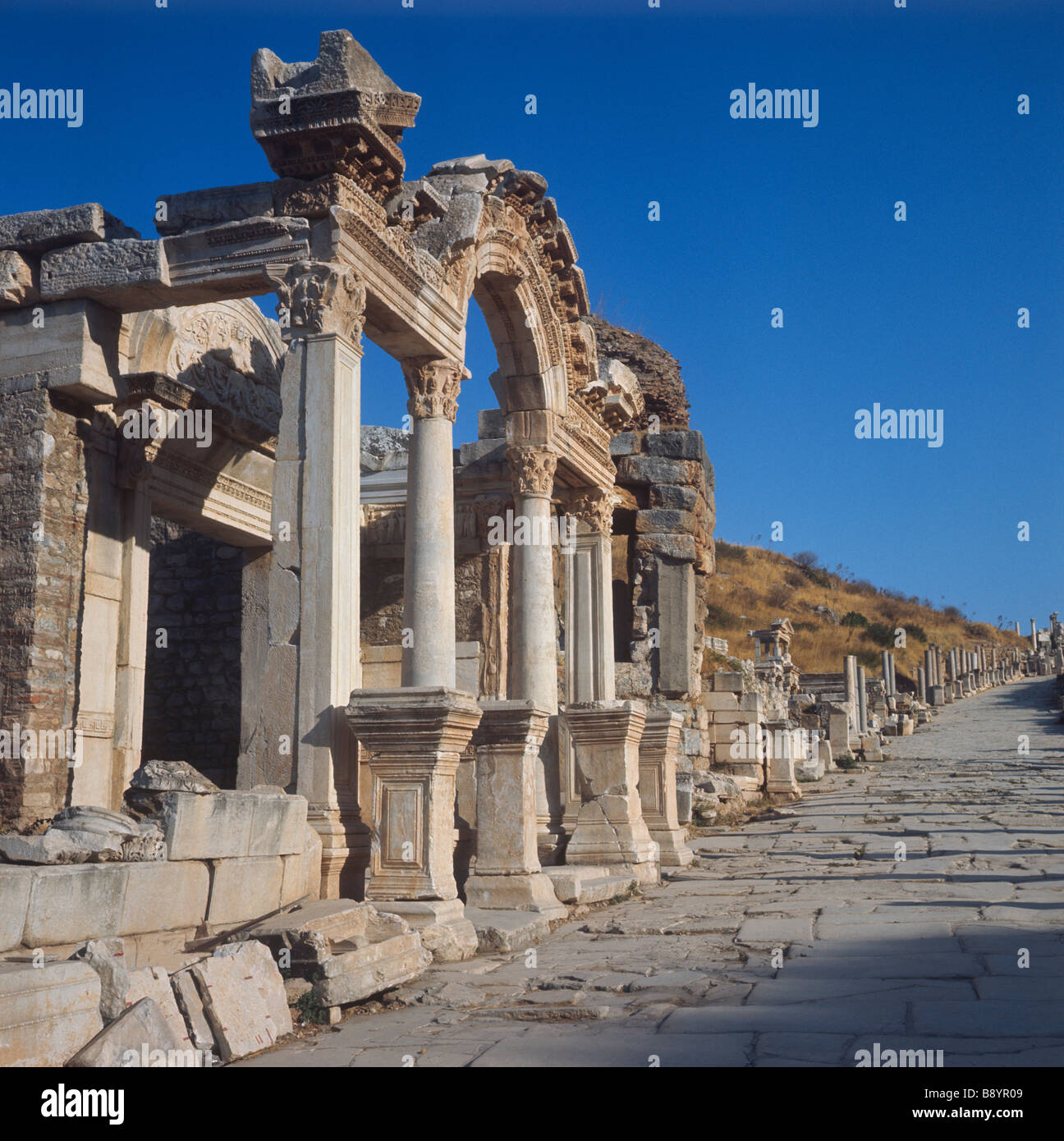 Ephesus Turkey temple of Hadrian and the street of the Curetes 2nd century CE Stock Photo