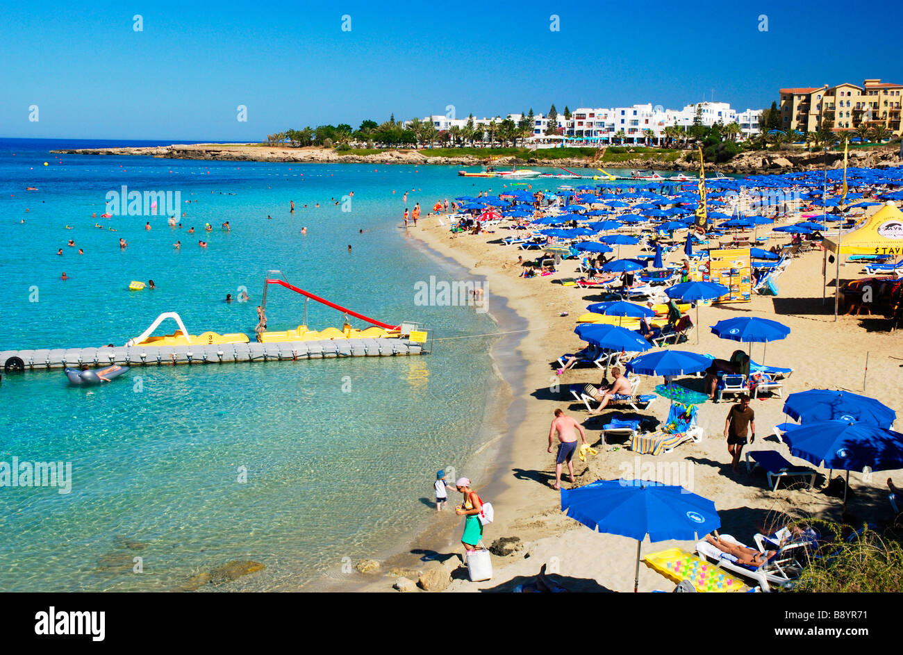 Beach life in Protaras (Fig Tree Bay), Cyprus Stock Photo - Alamy