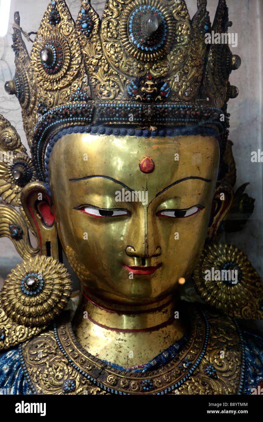 Nepal Kathmandu Valley Patan Golden Temple Kwa Bahal tibetan buddhist statue Stock Photo