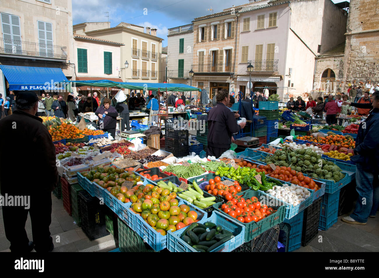 Europe Spain Balearic Islands Majorca Sineu vegetable market Stock Photo
